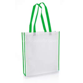 Non-woven Shopping Bag Vertical White/green